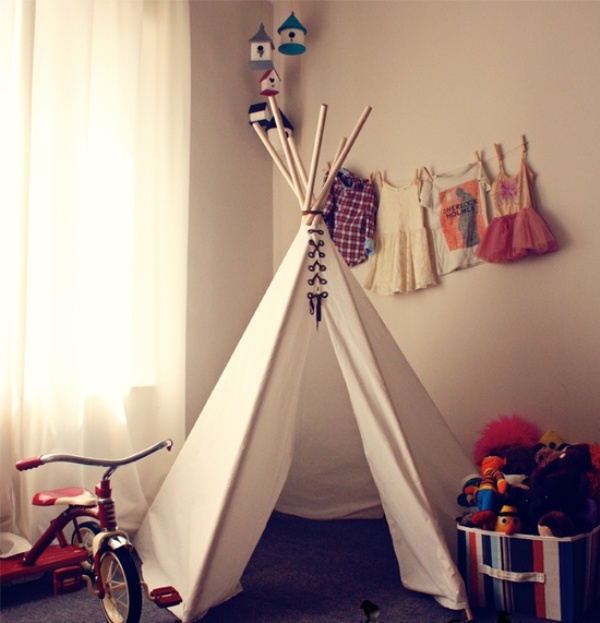 Cool design ideas with teepee for kids room 2
