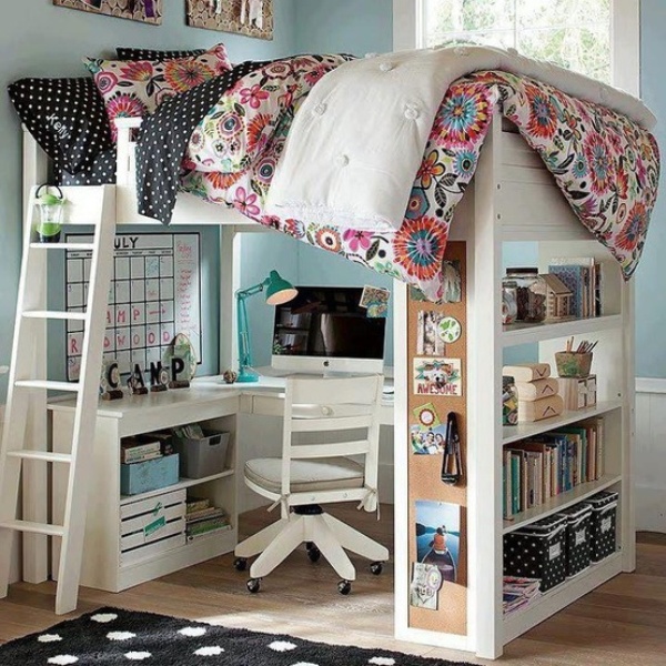 loft bed with desk for girl