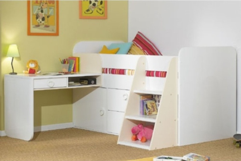 childrens desk and bed