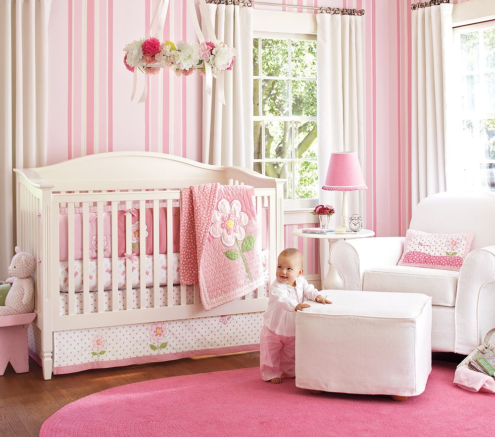 Nice Pink Bedding for Pretty Baby Girl Nursery from Prottery Barn Kidsomania