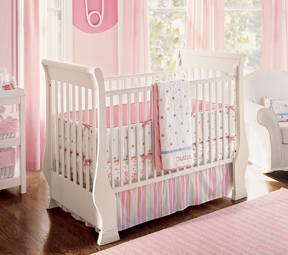 ... all these nice pink beddings for girlsâ nursery on prottery barn site