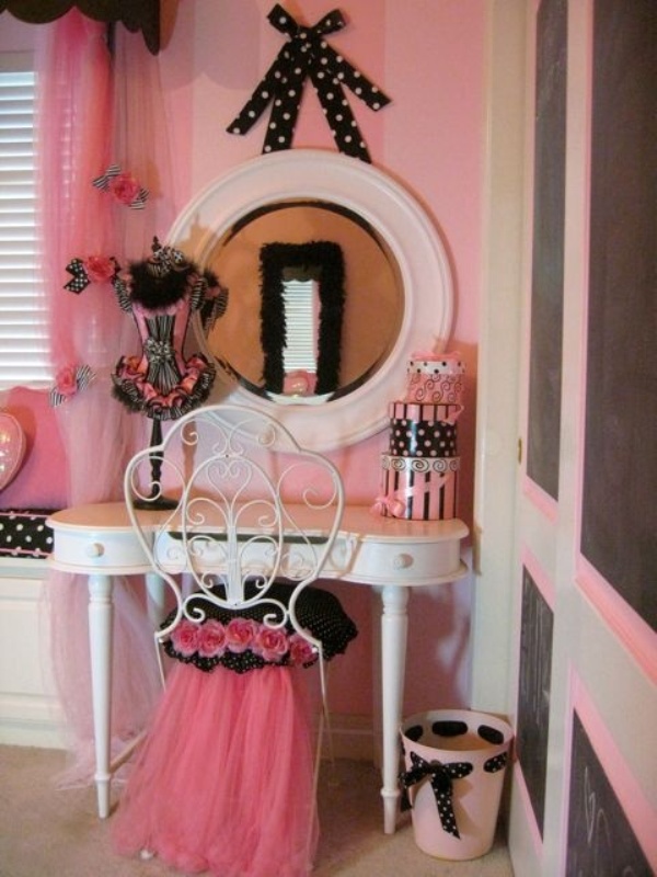 paris themed charming create bedroom pink theme rooms kidsomania decor diy teen vanity parisian chair cute bedding teenage mirror table