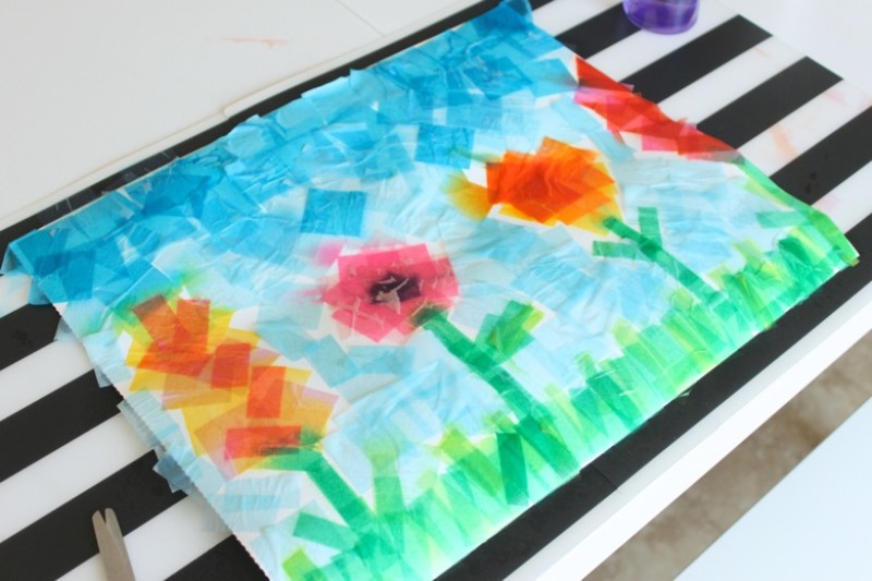 Beautiful DIY Spring Tissue Paper Bleeding Art For Kids