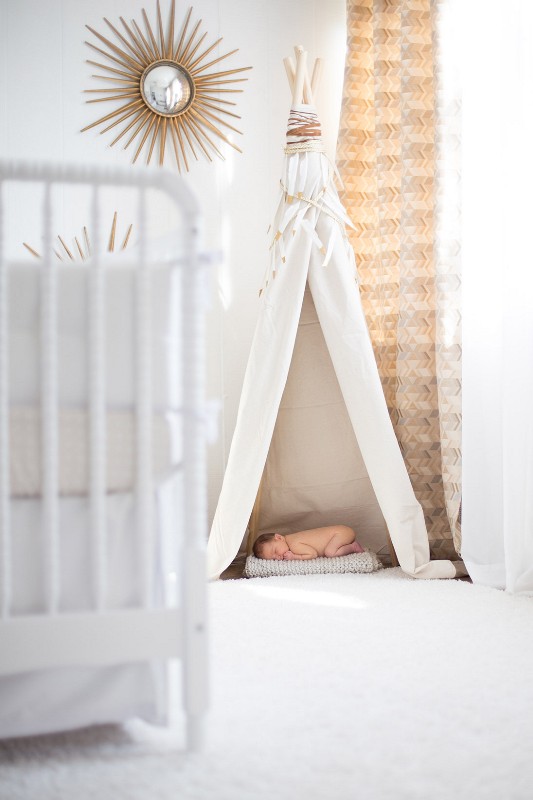 white and gold nursery